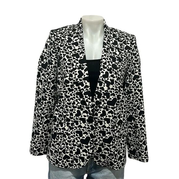 Zadig & Voltaire Viking Jac coeur black & white heart blazer size 34 - Picture 3 of 13